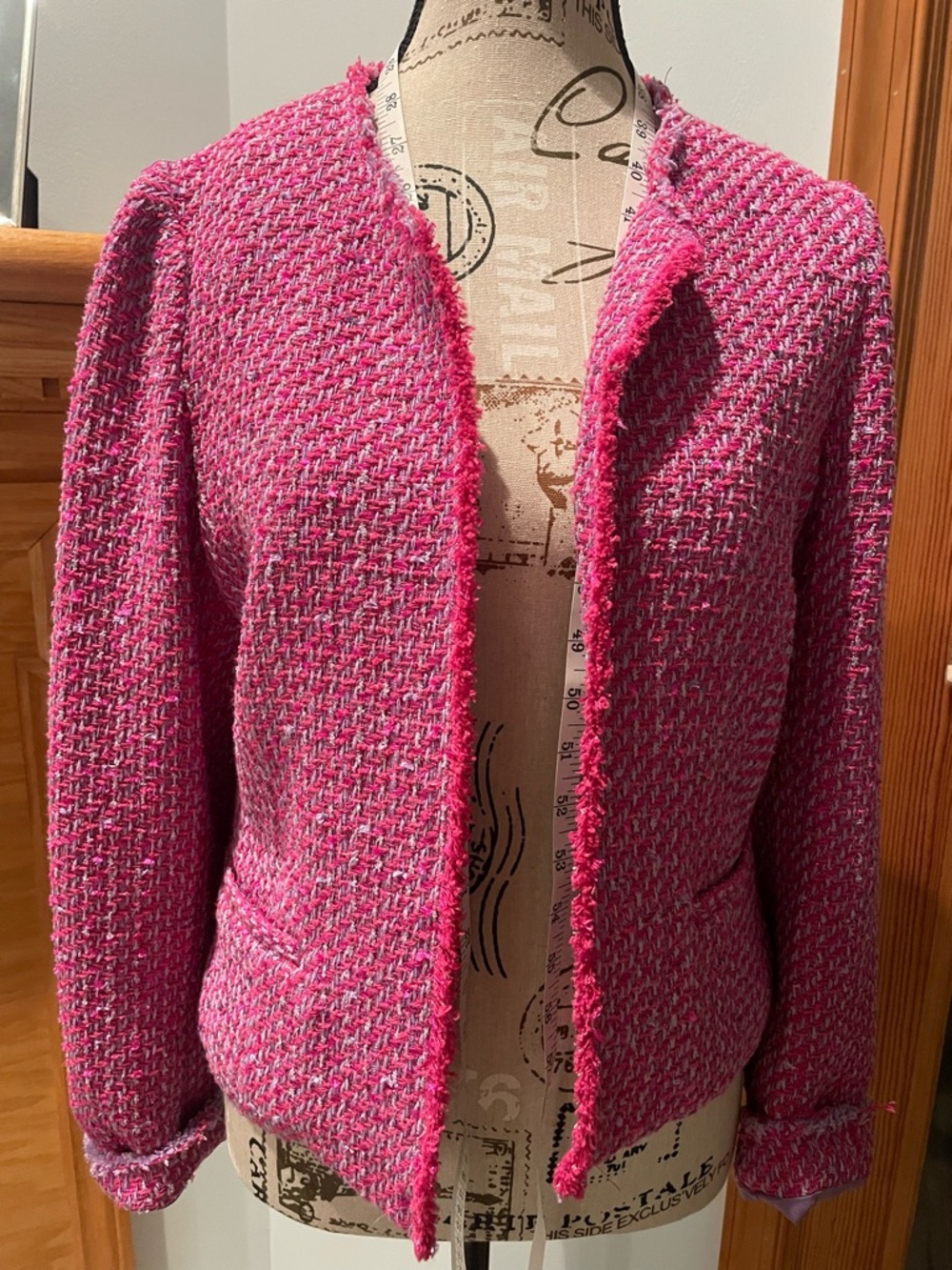 Drew pink tweed blazer size M
